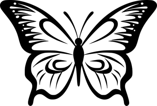 Butterflies, Black and White Vector illustration