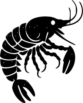 Crawfish, Black and White Vector illustration