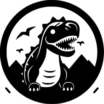 Dinosaur - Black and White Isolated Icon - Vector illustration
