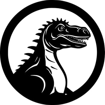 Dinosaur - Black and White Isolated Icon - Vector illustration