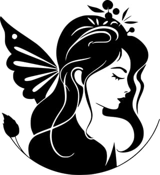 Fairy - Black and White Isolated Icon - Vector illustration