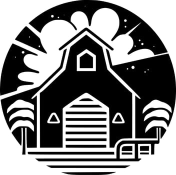 Farm - Black and White Isolated Icon - Vector illustration