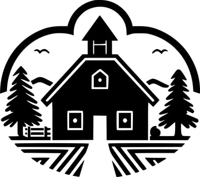 Farm - Black and White Isolated Icon - Vector illustration