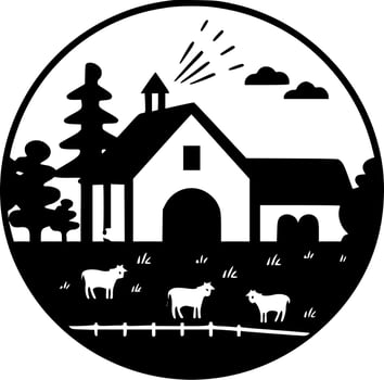 Farm - Black and White Isolated Icon - Vector illustration