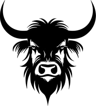 Highland Cow, Black and White Vector illustration
