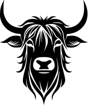 Highland Cow - Minimalist and Flat Logo - Vector illustration