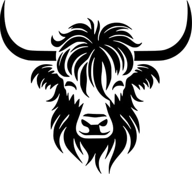 Highland Cow - Minimalist and Flat Logo - Vector illustration