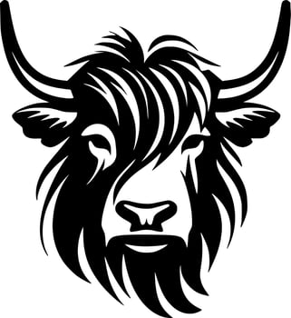 Highland Cow, Black and White Vector illustration