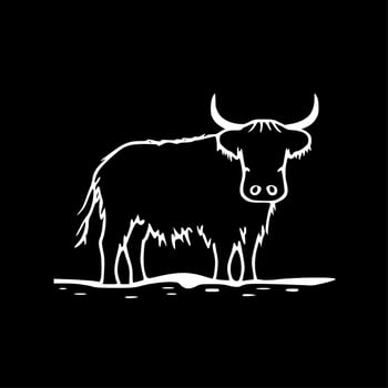 Highland Cow - Black and White Isolated Icon - Vector illustration