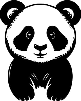 Panda, Black and White Vector illustration