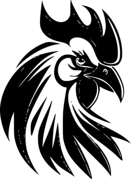 Rooster, Black and White Vector illustration