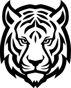 Tiger - Black and White Isolated Icon - Vector illustration