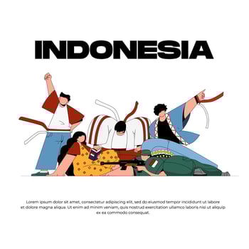 A poster of five young teen for independence day indonesia illustration vector