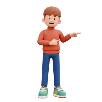 3d male character pointing left png