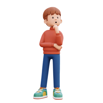 3d male character thinking png