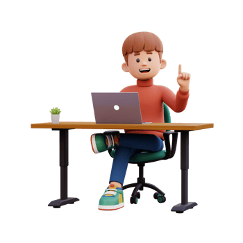 3d male character got an idea while working on a laptop png