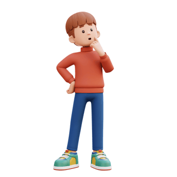 3d male character thinking png