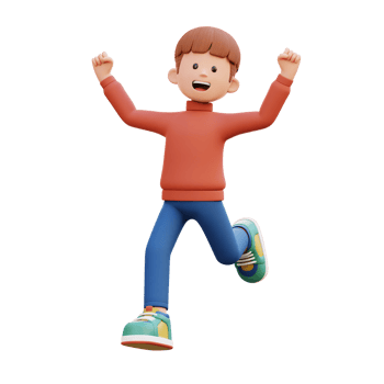 3d male character happy running png