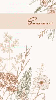 Summer vertical design with wildflowers. Hand drawn vector illustration in sketch style. Social media stories template. Meadow flowers poster. Wedding invitation