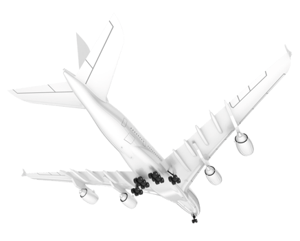 White aircraft isolated on transparent background. 3d rendering - illustration png
