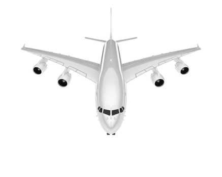 White aircraft isolated on transparent background. 3d rendering - illustration png