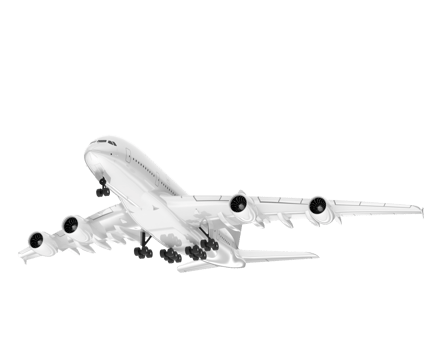 White aircraft isolated on transparent background. 3d rendering - illustration png