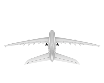White aircraft isolated on transparent background. 3d rendering - illustration png