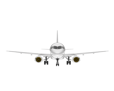 White aircraft isolated on transparent background. 3d rendering - illustration png