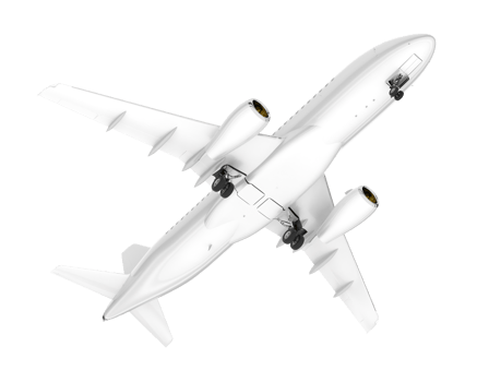 White aircraft isolated on transparent background. 3d rendering - illustration png