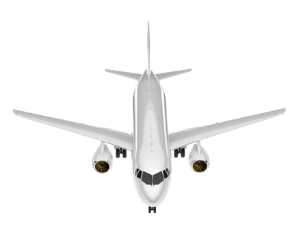 White aircraft isolated on transparent background. 3d rendering - illustration png