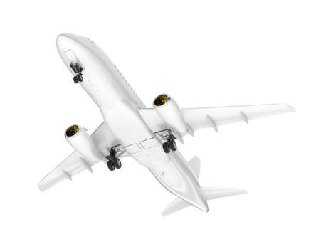 White aircraft isolated on transparent background. 3d rendering - illustration png