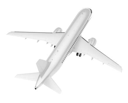 White aircraft isolated on transparent background. 3d rendering - illustration png