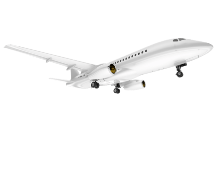 White aircraft isolated on transparent background. 3d rendering - illustration png