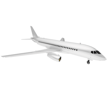 White aircraft isolated on transparent background. 3d rendering - illustration png
