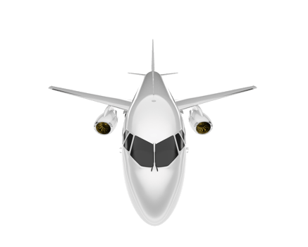 White aircraft isolated on transparent background. 3d rendering - illustration png