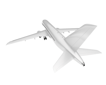 White aircraft isolated on transparent background. 3d rendering - illustration png