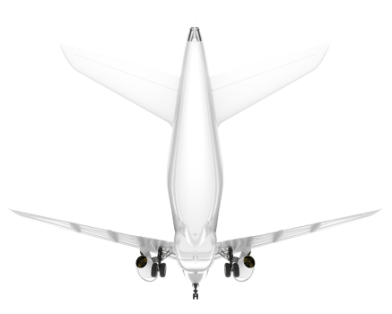 White aircraft isolated on transparent background. 3d rendering - illustration png