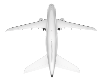 White aircraft isolated on transparent background. 3d rendering - illustration png