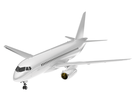 White aircraft isolated on transparent background. 3d rendering - illustration png