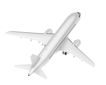 White aircraft isolated on transparent background. 3d rendering - illustration png