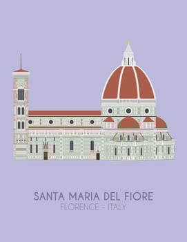 Modern design poster with colorful background of Santa Maria del Fiore in Florence, Italy. Vector illustration