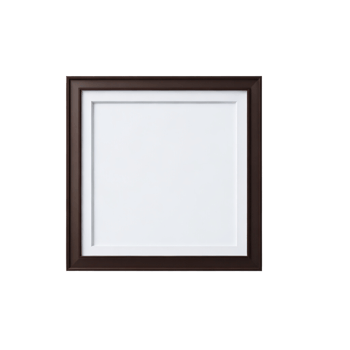 white blank frame with brown border mockup, Empty blank frame mockup, blank picture frame template, frame mockup on transparent background,  minimalistic frame clipart png