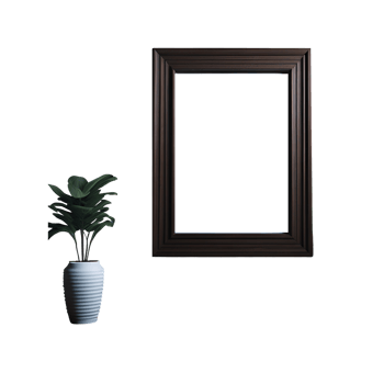 white blank frame with potted plants mockup, Empty blank frame mockup, blank picture frame template, frame mockup on transparent background,  minimalistic frame clipart png