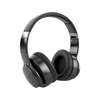 Black wireless headphones isolated on transparent background. png