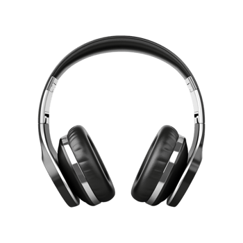 Black wireless headphones isolated on transparent background. png