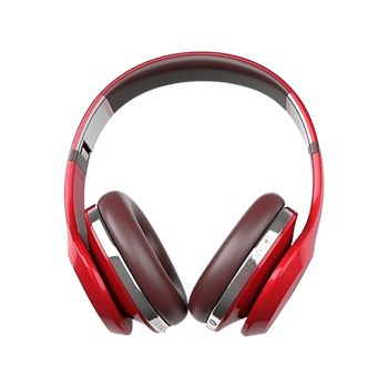 Red wireless headphones isolated on transparent background. png