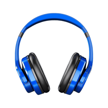 Blue wireless headphones isolated on transparent background. png