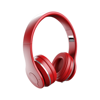 Red wireless headphones isolated on transparent background. png