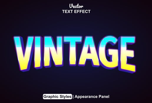 vintage text effect with purple color graphic style and editable. vector