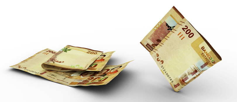 Set of 100 Bolivian Boliviano note isolated on transparent background. 3d rendering png